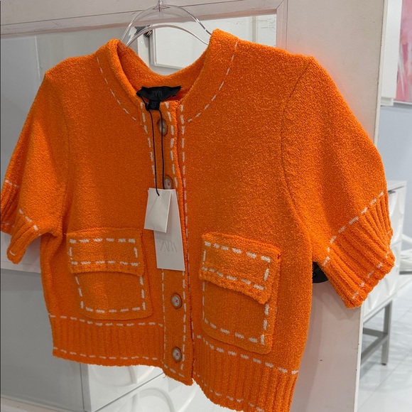 Zara Sweaters - Zara Orange Women's Cardigan with Button Detail